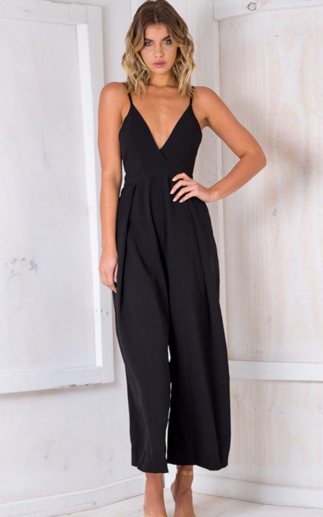 SZ60190-2 Sexy V Neck Backless Sleeveless Jumpsuit